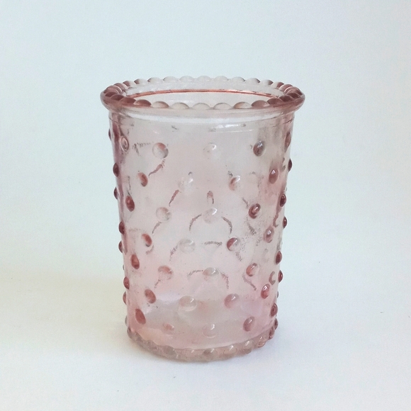 Vintage Shabby Chic Pink Sea Green and Aqua Blue Candle Glass Votives Set of 3 - Picture 4 of 11